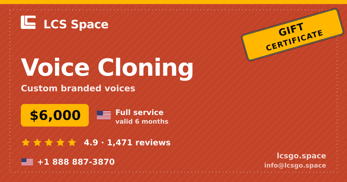 Voice Cloning gift certificate — $6,000, valid 6 months. LCS Space.
