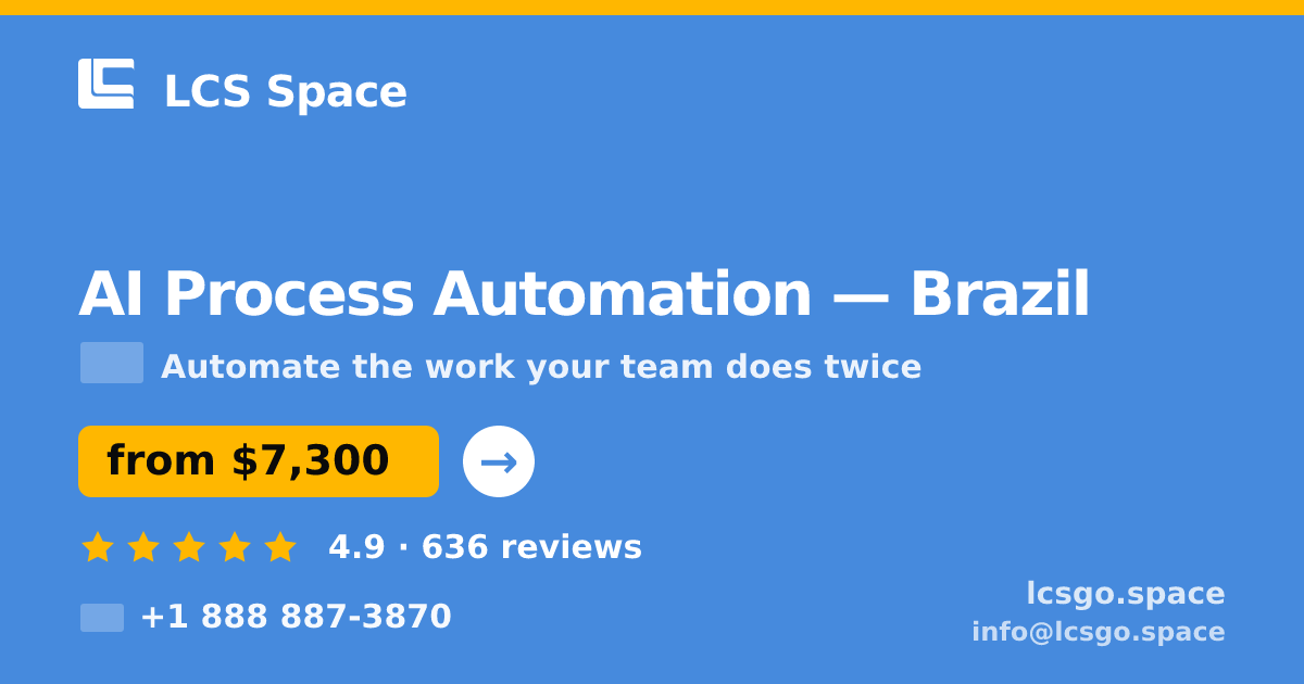 AI Process Automation in Brazil — from $7,300, rated 4.9/5 by 636 clients. LCS Space.