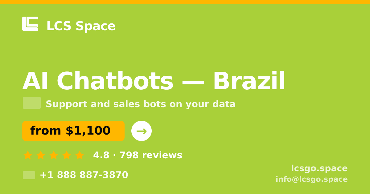 AI Chatbots in Rio de Janeiro — from $1,100/mo, rated 4.9/5 by 3450 clients. LCS Space.