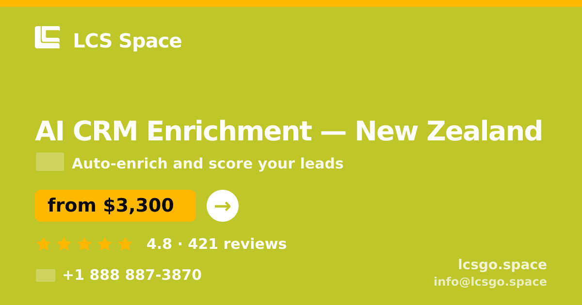 AI CRM Enrichment in Wellington — from $3,400/mo, rated 4.8/5 by 1873 clients. LCS Space.