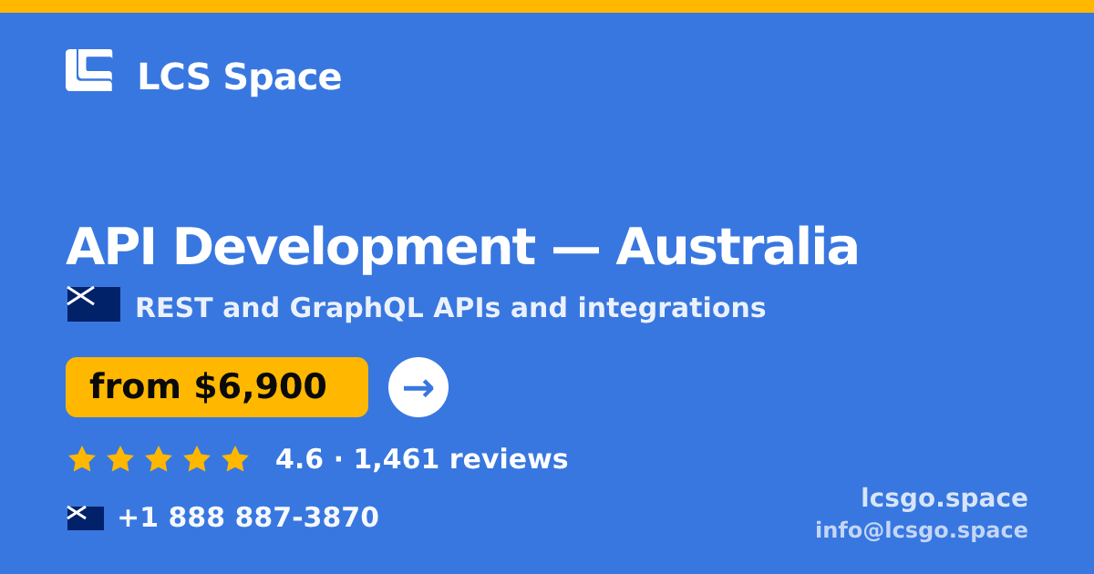 API Development in Australia — from $6,900, rated 4.6/5 by 1461 clients. LCS Space.