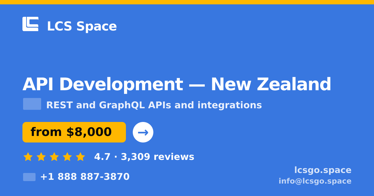API Development in Wellington — from $8,900, rated 5/5 by 899 clients. LCS Space.