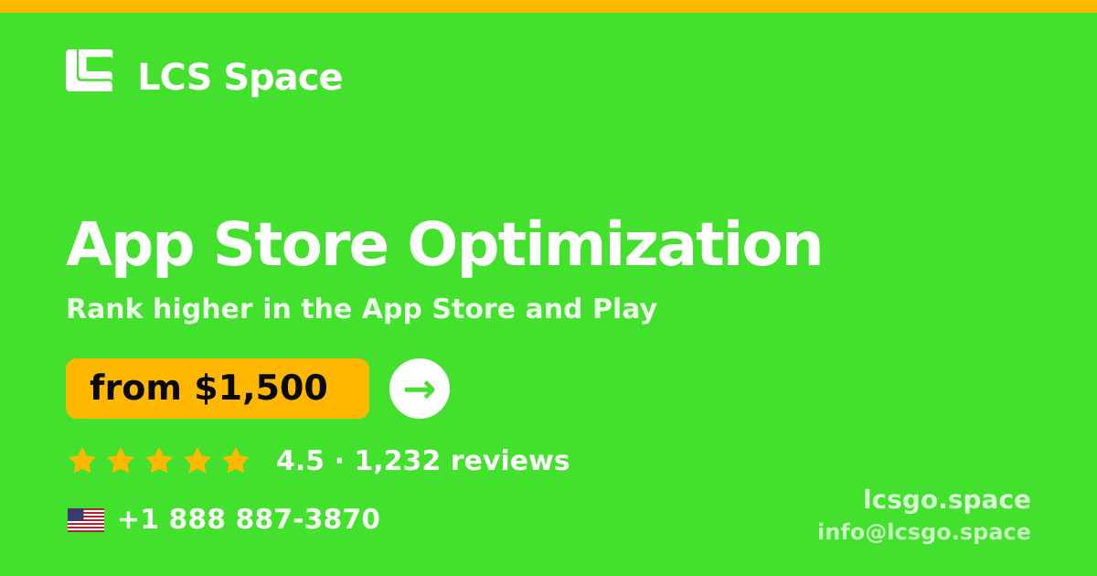 App Store Optimization in the USA — from $1,500/mo, rated 4.5/5 by 1232 clients. LCS Space.