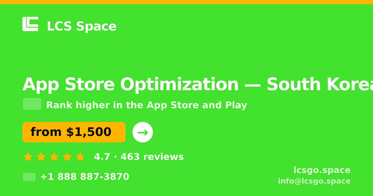 App Store Optimization in Incheon — from $1,900/mo, rated 4.9/5 by 1111 clients. LCS Space.