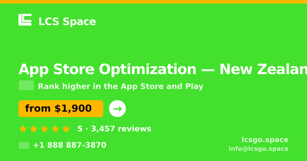 App Store Optimization in New Zealand — from $1,900/mo, rated 5/5 by 3457 clients. LCS Space.