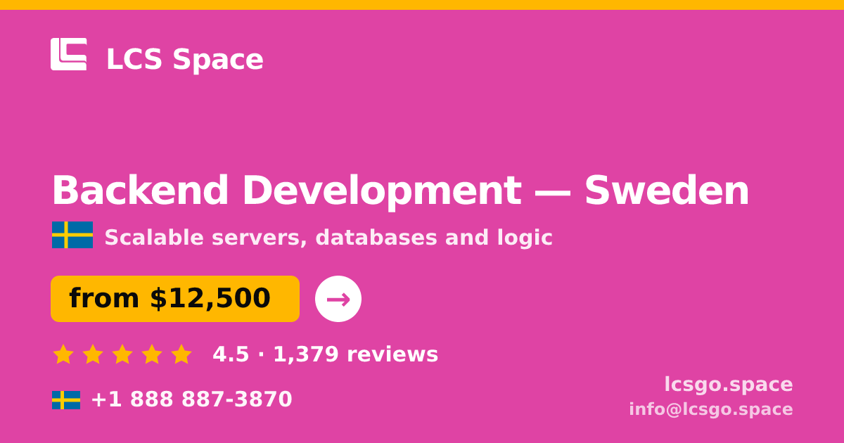 Backend Development in Sweden — from $12,500, rated 4.5/5 by 1379 clients. LCS Space.