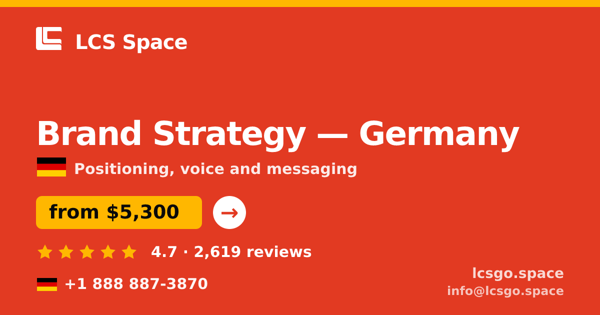 Brand Strategy in Berlin — from $5,500, rated 4.9/5 by 2917 clients. LCS Space.