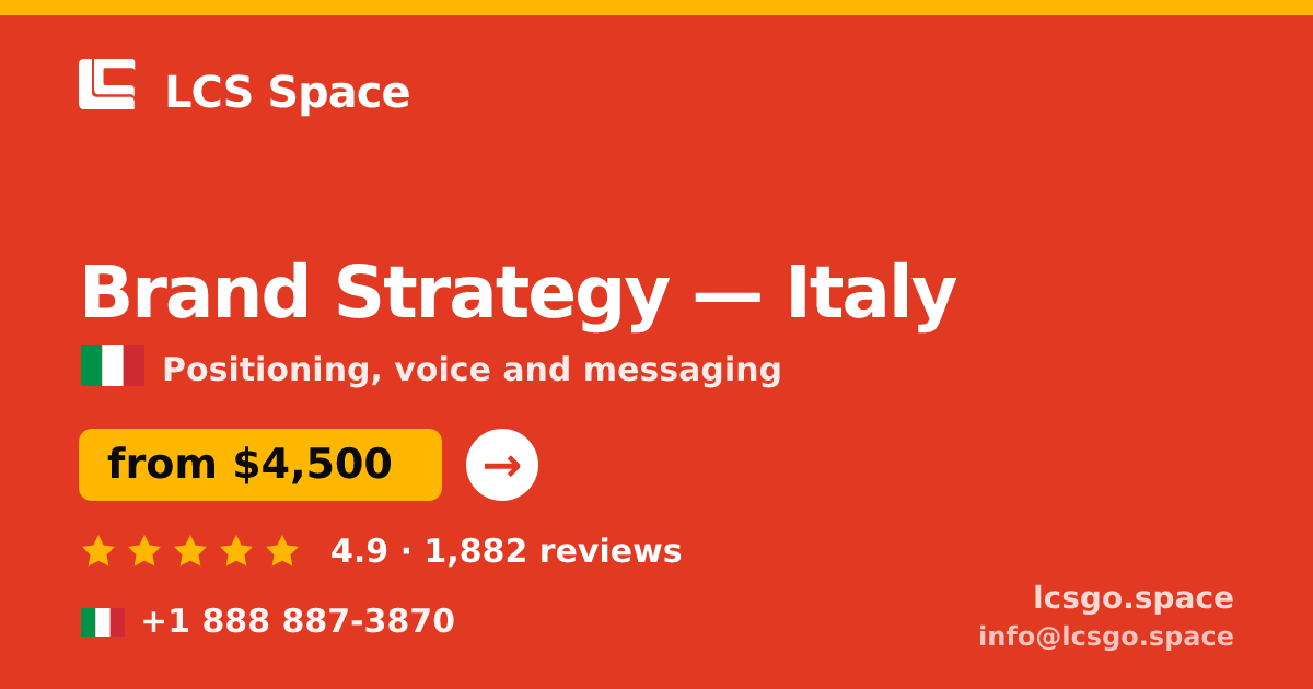 Brand Strategy in Italy — from $4,500, rated 4.9/5 by 1882 clients. LCS Space.
