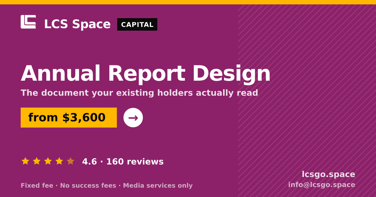 Annual Report Design — from $3,600, rated 4.6/5 across 160 reviews. LCS Space.