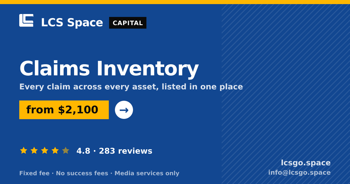 Claims Inventory — from $2,100, rated 4.8/5 across 283 reviews. LCS Space.