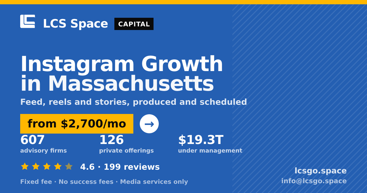 Instagram Growth in Massachusetts — from $2,700/mo, rated 4.6/5 across 199 reviews. LCS Space.