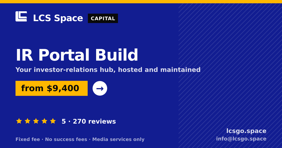 IR Portal Build — from $9,400, rated 5/5 across 270 reviews. LCS Space.
