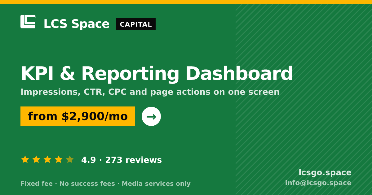 KPI & Reporting Dashboard — from $2,900/mo, rated 4.9/5 across 273 reviews. LCS Space.