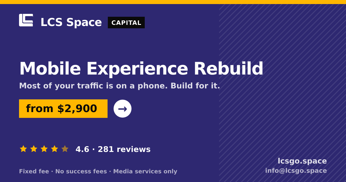 Mobile Experience Rebuild — from $2,900, rated 4.6/5 across 281 reviews. LCS Space.