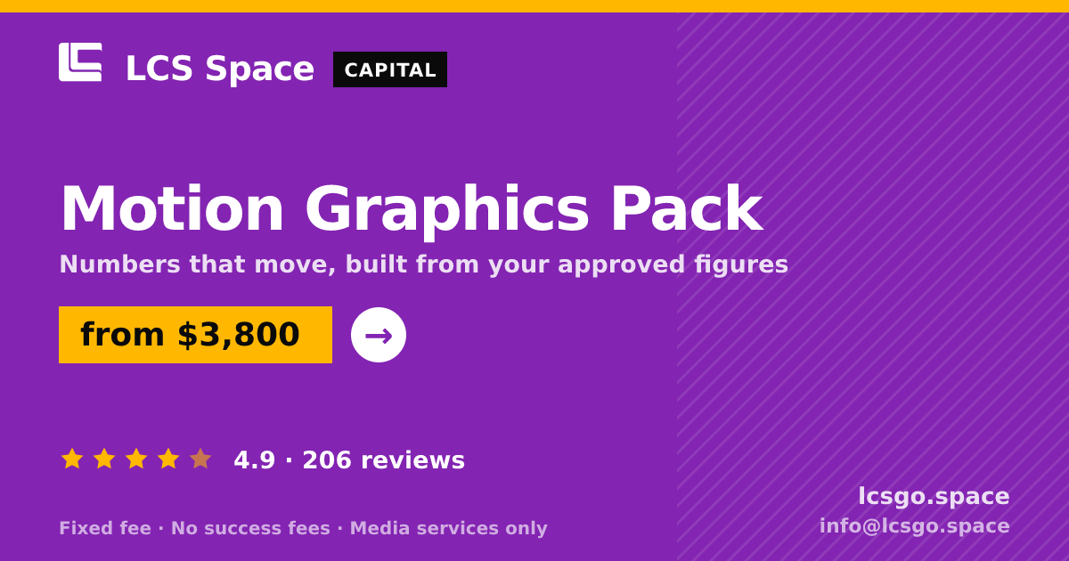 Motion Graphics Pack — from $3,800, rated 4.9/5 across 206 reviews. LCS Space.