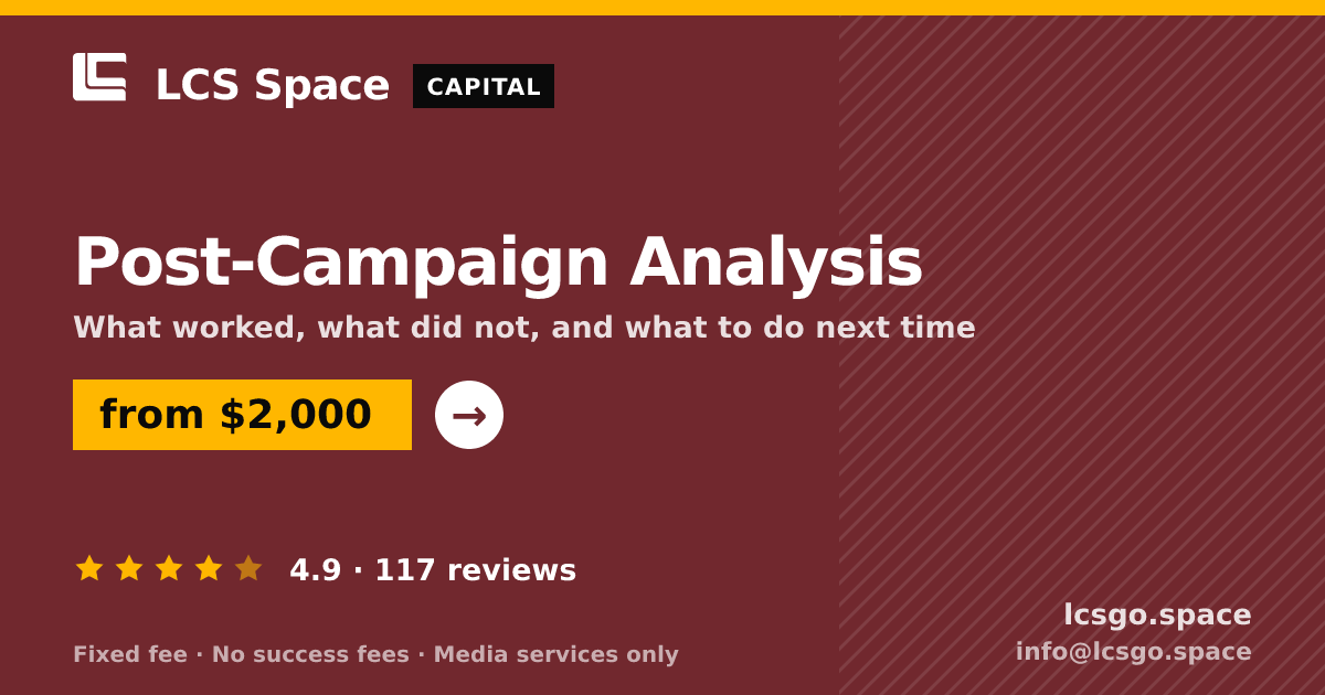 Post-Campaign Analysis — from $2,000, rated 4.9/5 across 117 reviews. LCS Space.