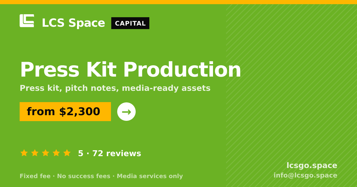 Press Kit Production — from $2,300, rated 5/5 across 72 reviews. LCS Space.
