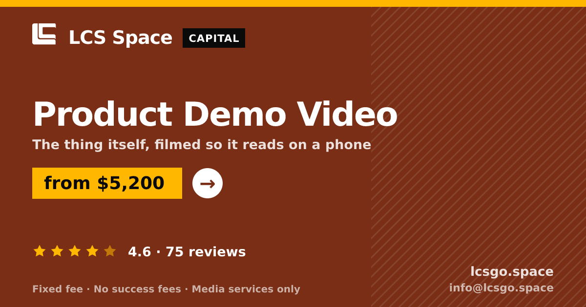 Product Demo Video — from $5,200, rated 4.6/5 across 75 reviews. LCS Space.