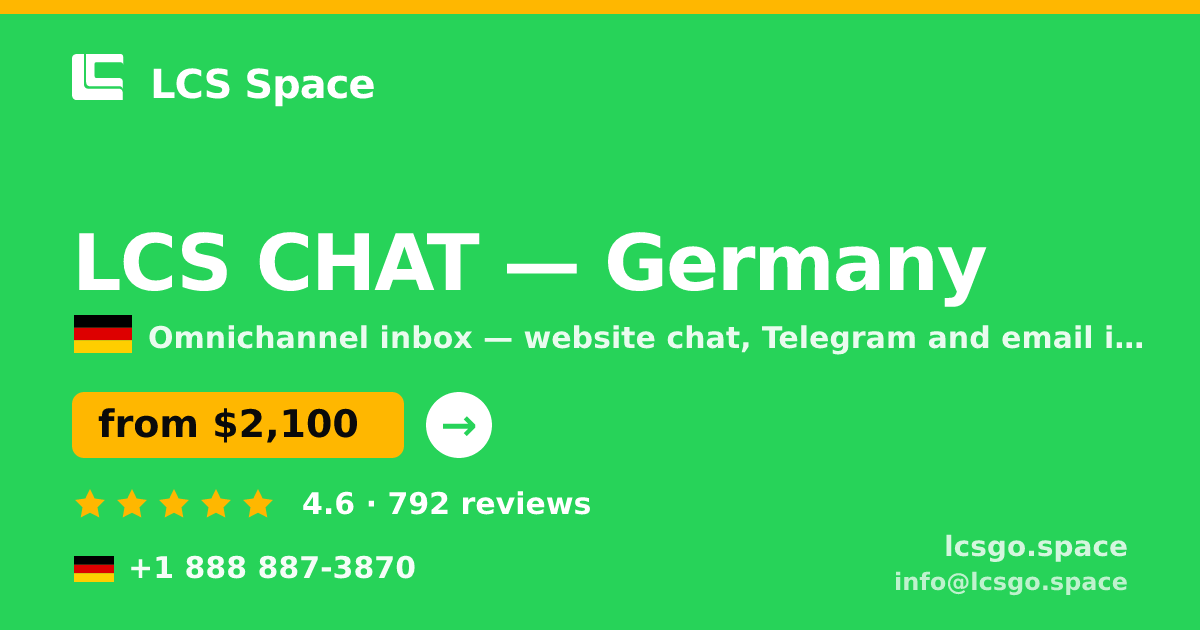 LCS CHAT in Germany — from $2,100/mo, rated 4.6/5 by 792 clients. LCS Space.