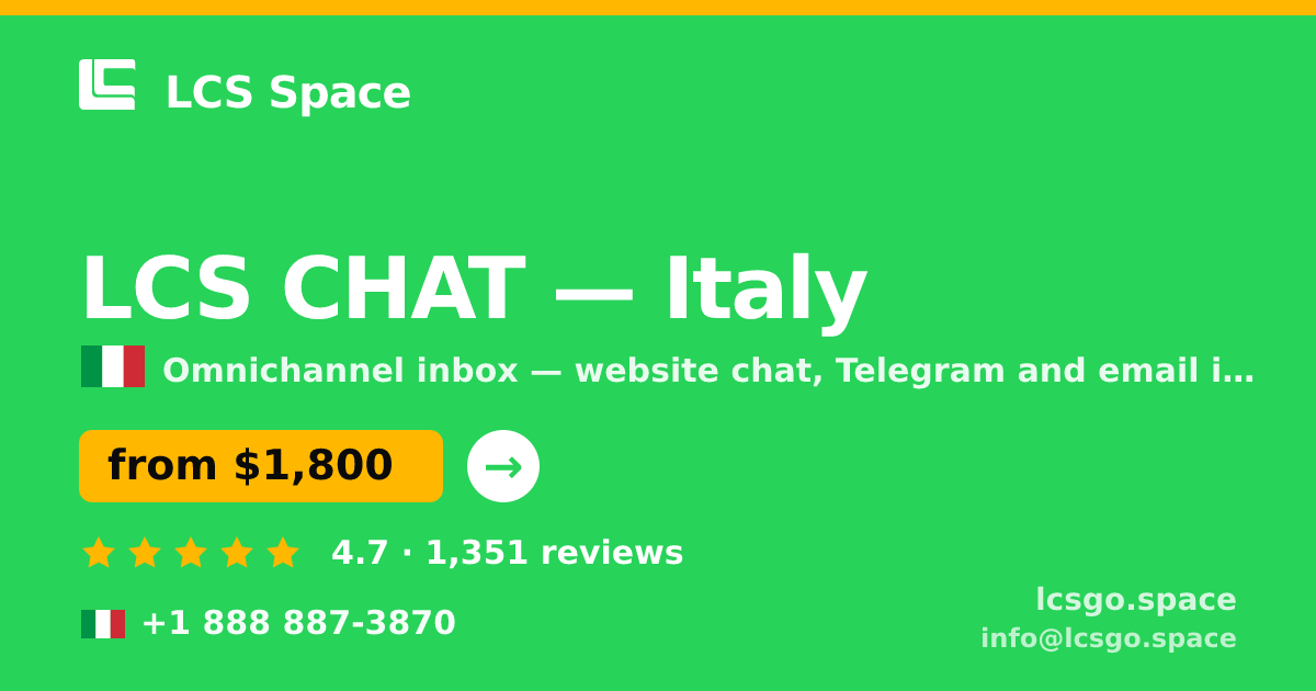 LCS CHAT in Italy — from $1,800/mo, rated 4.7/5 by 1351 clients. LCS Space.