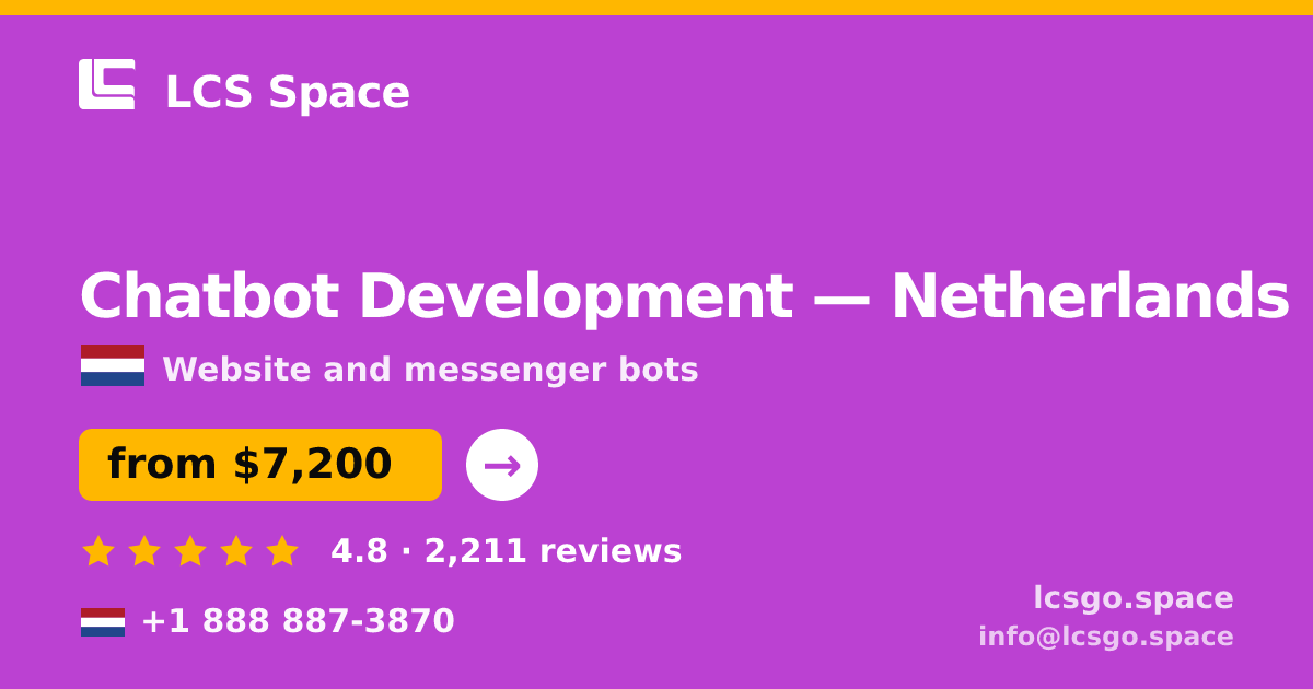 Chatbot Development in Rotterdam — from $6,300, rated 5/5 by 1139 clients. LCS Space.