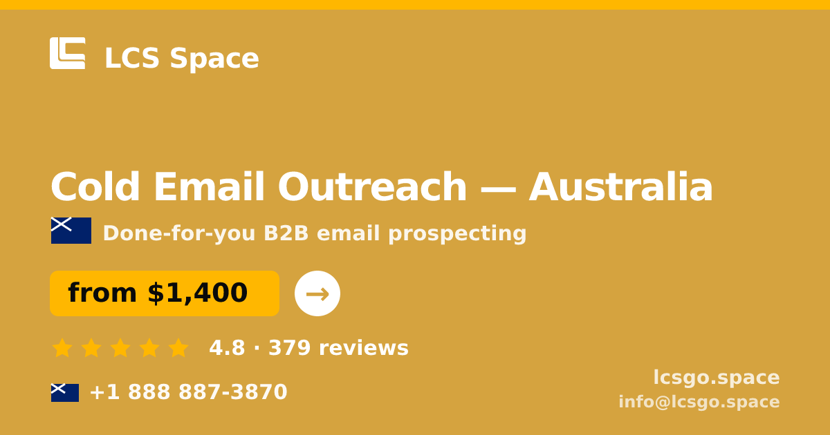 Cold Email Outreach in Australia — from $1,400/mo, rated 4.8/5 by 379 clients. LCS Space.