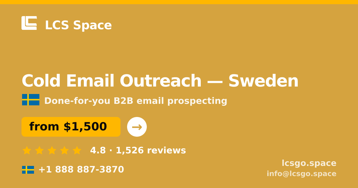 Cold Email Outreach in Gothenburg — from $1,700/mo, rated 4.9/5 by 3232 clients. LCS Space.