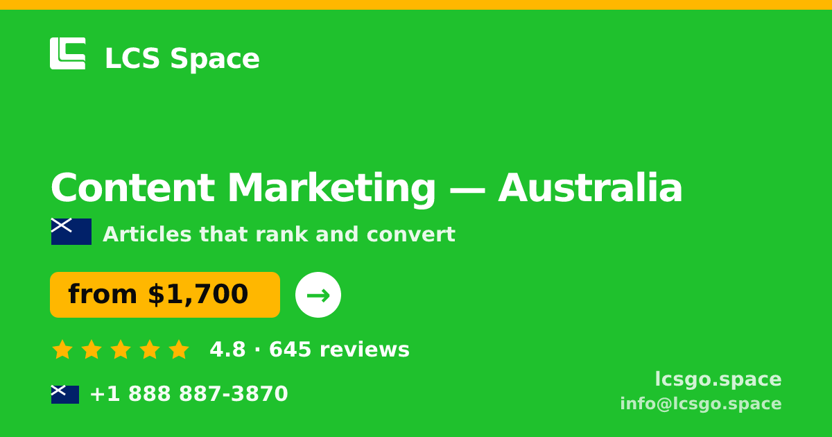 Content Marketing in Australia — from $1,700/mo, rated 4.8/5 by 645 clients. LCS Space.