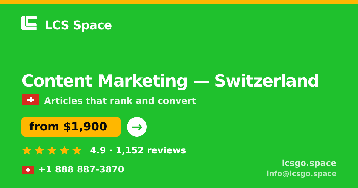 Content Marketing in Geneva — from $2,600/mo, rated 5/5 by 2633 clients. LCS Space.