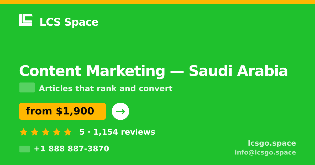 Content Marketing in Jeddah — from $2,200/mo, rated 4.9/5 by 3398 clients. LCS Space.