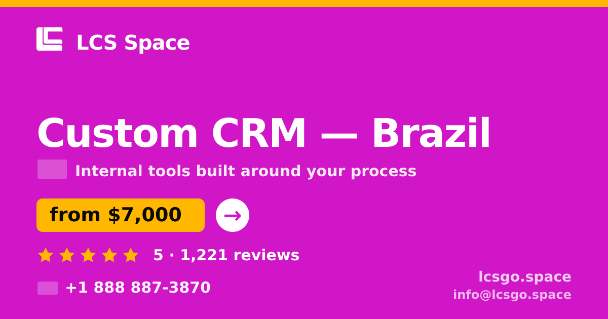 Custom CRM in Brazil — from $7,000, rated 5/5 by 1221 clients. LCS Space.