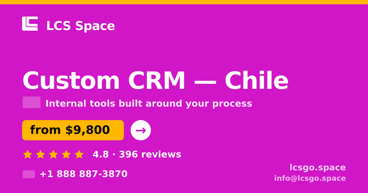 Custom CRM in Chile — from $9,800, rated 4.8/5 by 396 clients. LCS Space.