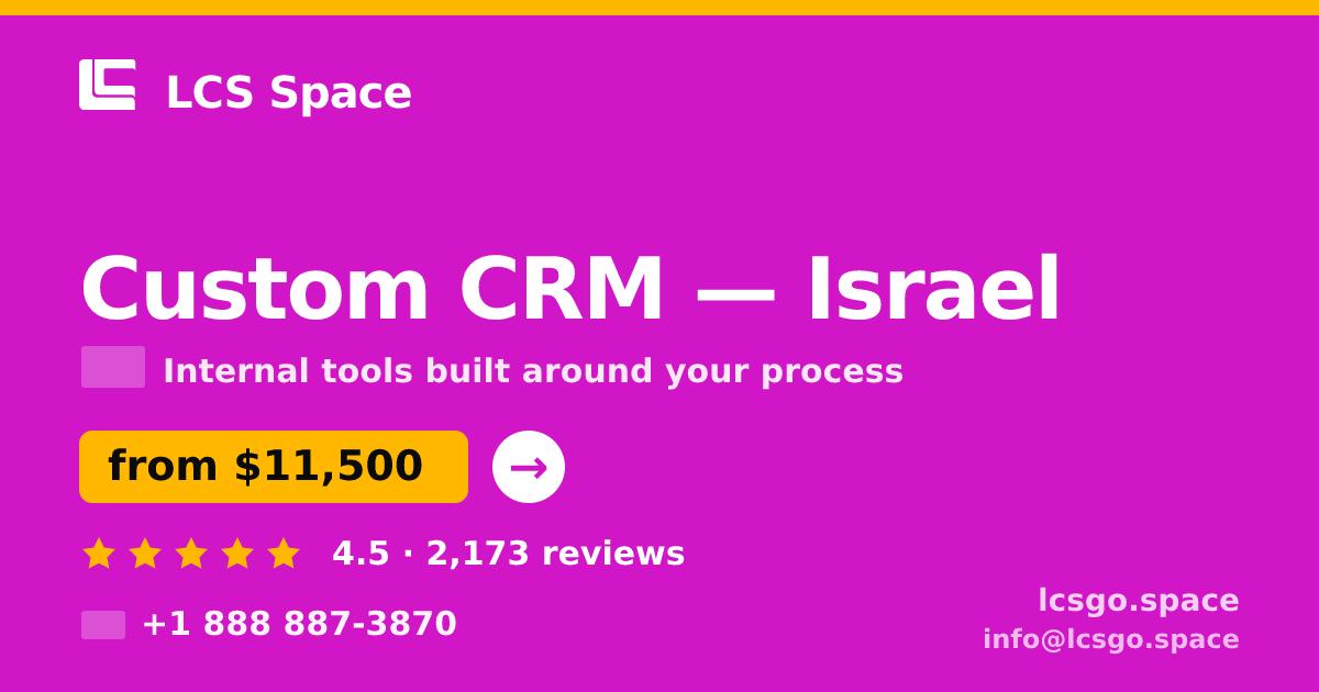 Custom CRM in Tel Aviv — from $14,500, rated 4.6/5 by 3266 clients. LCS Space.