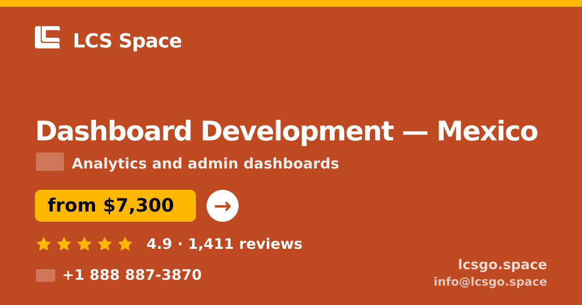 Dashboard Development in Mexico — from $7,300, rated 4.9/5 by 1411 clients. LCS Space.