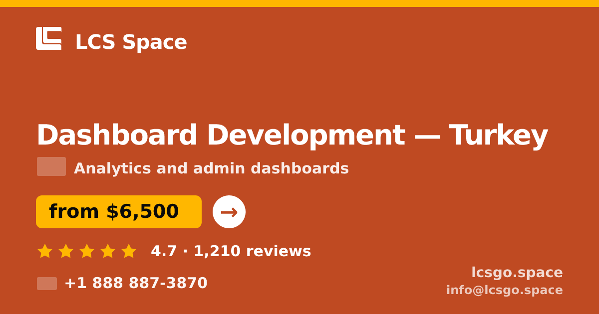 Dashboard Development in Turkey — from $6,500, rated 4.7/5 by 1210 clients. LCS Space.
