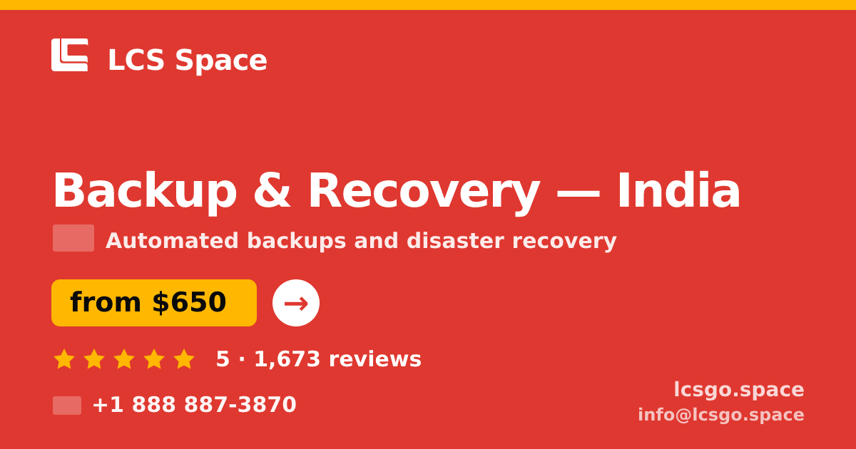 Backup & Recovery in India — from $650/mo, rated 5/5 by 1673 clients. LCS Space.