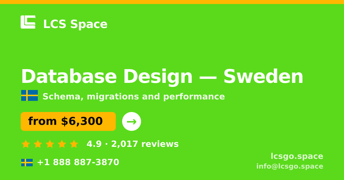 Database Design in Malmö — from $5,700, rated 4.6/5 by 2163 clients. LCS Space.
