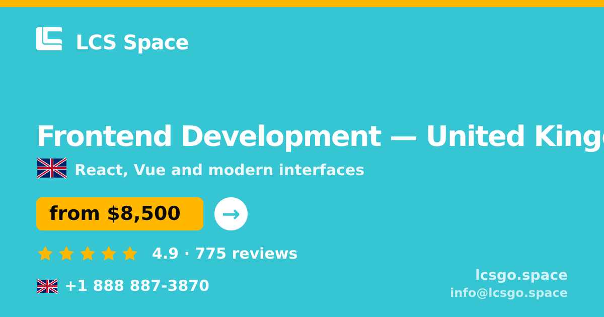 Frontend Development in Manchester — from $9,200, rated 5/5 by 1756 clients. LCS Space.