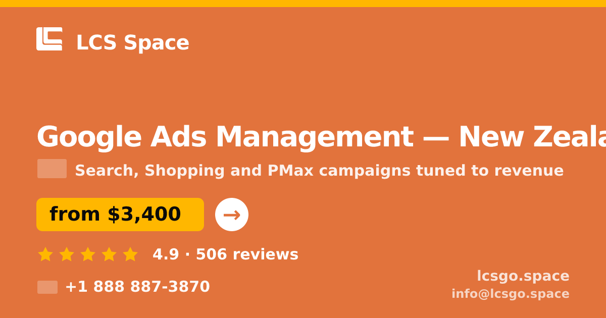 Google Ads Management in Christchurch — from $2,900/mo, rated 5/5 by 1076 clients. LCS Space.