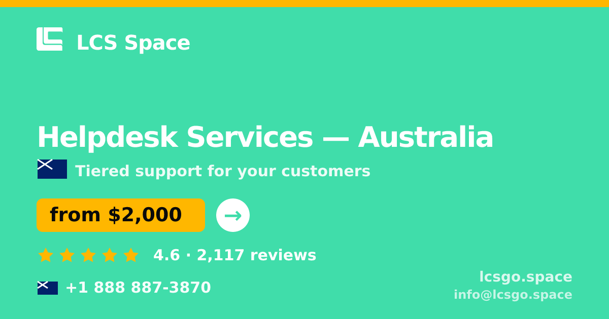 Helpdesk Services in Sydney — from $2,100/mo, rated 5/5 by 3478 clients. LCS Space.
