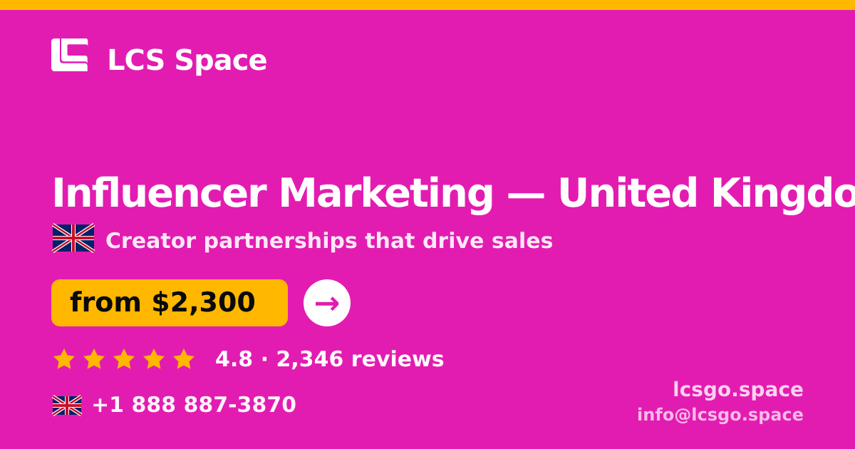 Influencer Marketing in Edinburgh — from $2,000/mo, rated 4.8/5 by 2690 clients. LCS Space.