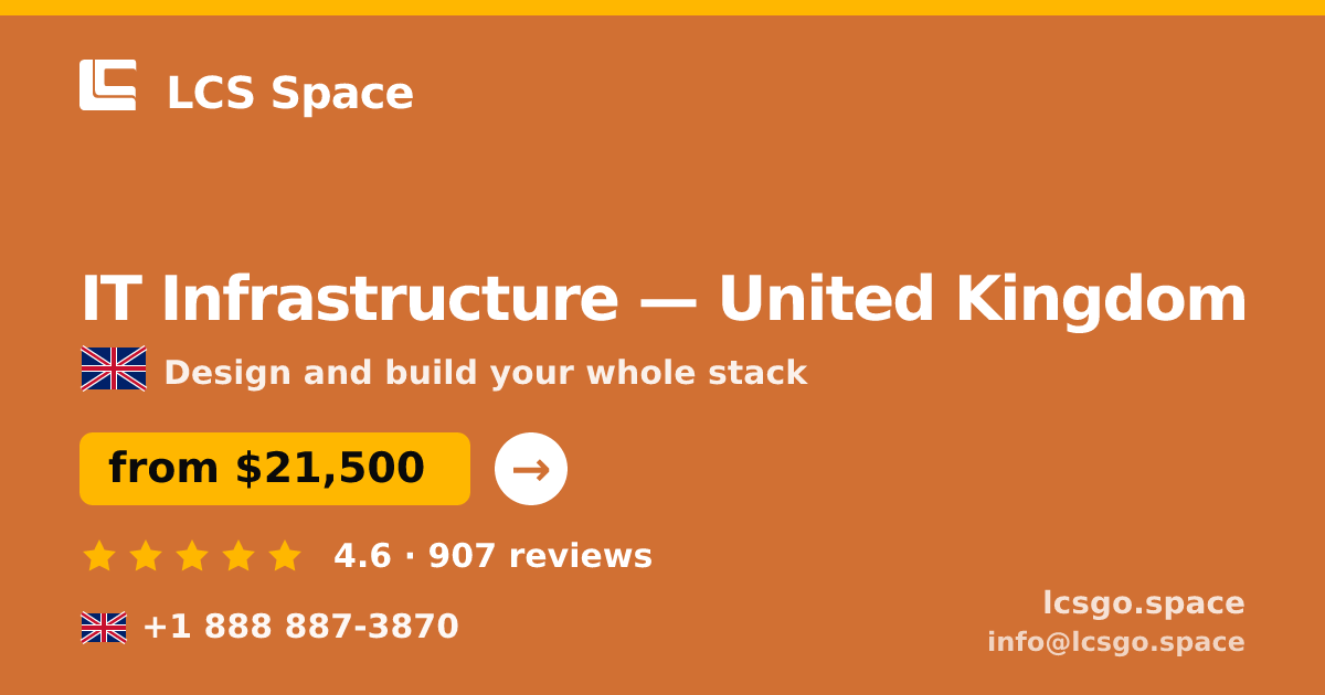 IT Infrastructure in United Kingdom — from $21,500, rated 4.6/5 by 907 clients. LCS Space.