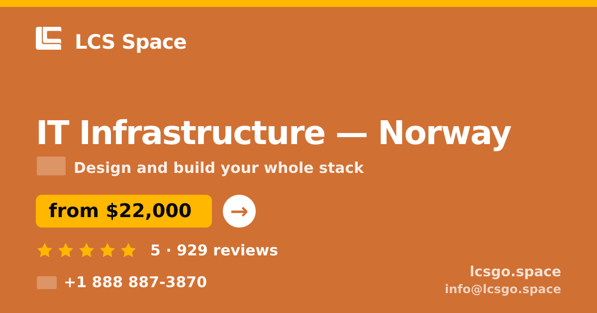 IT Infrastructure in Norway — from $22,000, rated 5/5 by 929 clients. LCS Space.