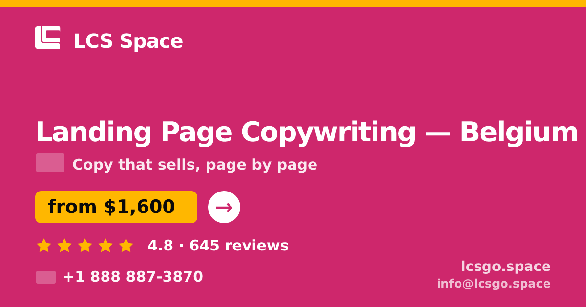 Landing Page Copywriting in Antwerp — from $1,900, rated 4.8/5 by 3077 clients. LCS Space.