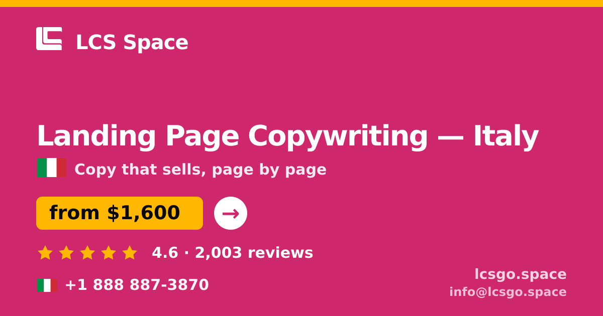 Landing Page Copywriting in Naples — from $1,600, rated 4.6/5 by 2551 clients. LCS Space.