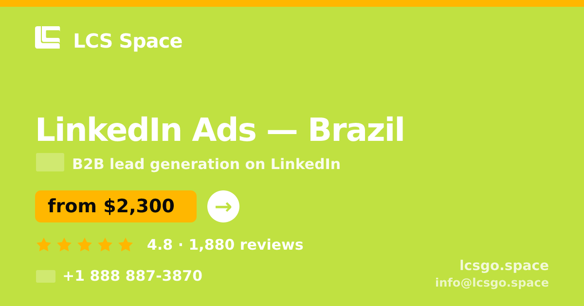 LinkedIn Ads in São Paulo — from $2,100/mo, rated 4.6/5 by 3331 clients. LCS Space.