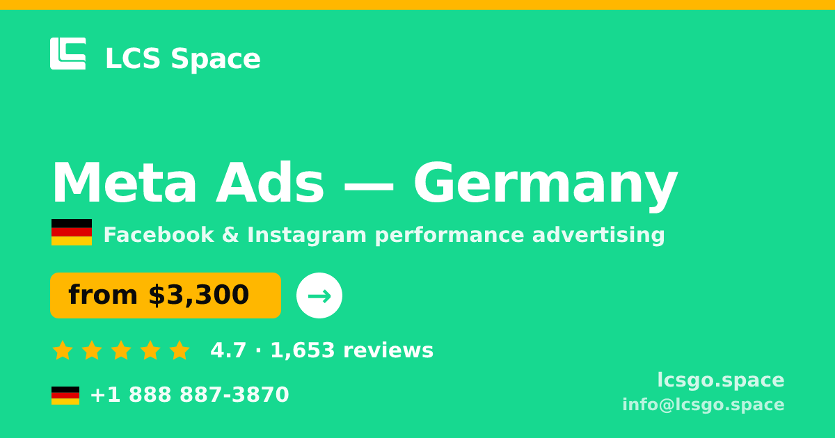 Meta Ads in Cologne — from $2,500/mo, rated 4.8/5 by 1188 clients. LCS Space.