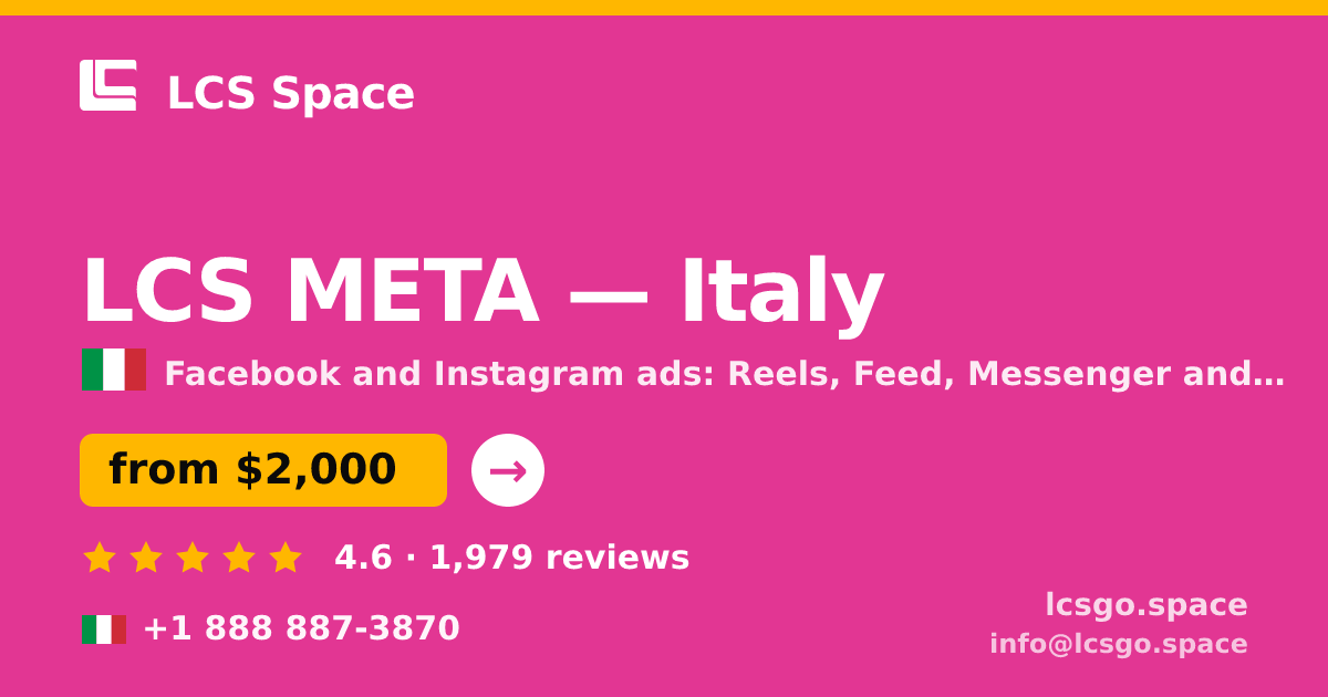 LCS META in Italy — from $2,000/mo, rated 4.6/5 by 1979 clients. LCS Space.