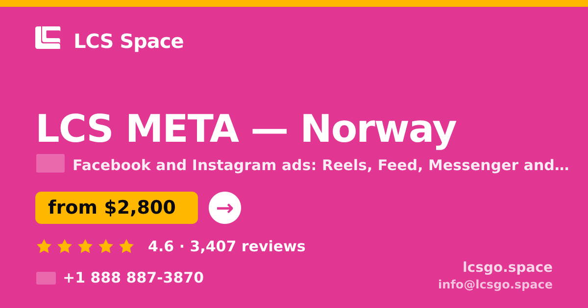 LCS META in Norway — from $2,800/mo, rated 4.6/5 by 3407 clients. LCS Space.