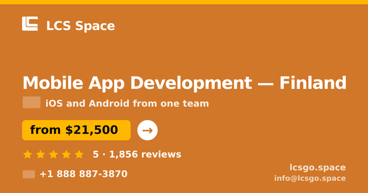 Mobile App Development in Finland — from $21,500, rated 5/5 by 1856 clients. LCS Space.